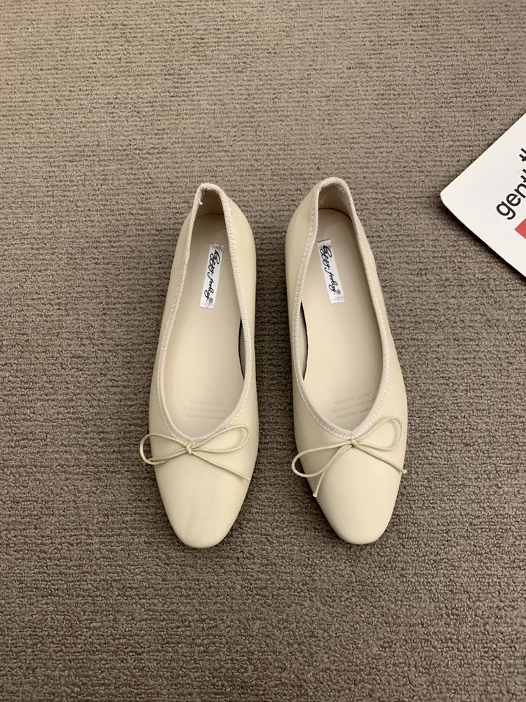 Silver Single-Layer Shoes Women'S Skirt 2025 Spring New Late Night Breeze Gentle Bow Inner Height Increasing Milk Shoes Vintage - Image 1